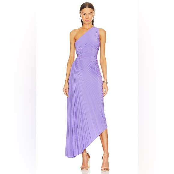 A.L.C. Delfina Pleated One Shoulder Gown - Picture 2 of 12